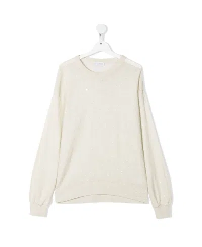 Brunello Cucinelli Teen Sequin Knitted Jumper In White