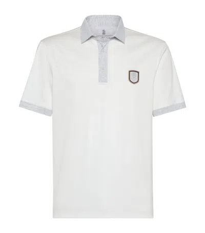 Brunello Cucinelli Tennis Badge Polo Shirt In White