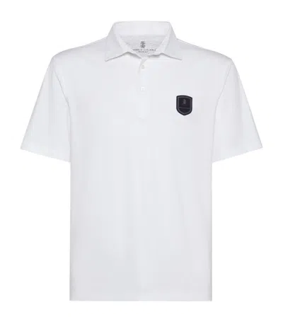 Brunello Cucinelli Tennis Badge Polo Shirt In White