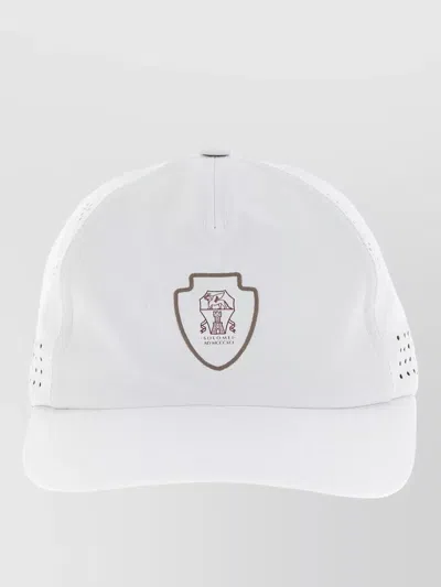 Brunello Cucinelli Tennis Logo Cap Curved Brim Techno In White