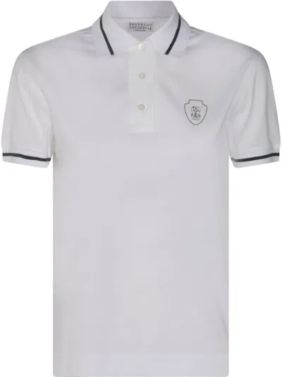 Brunello Cucinelli Tennis Logo-polo Shirt In White