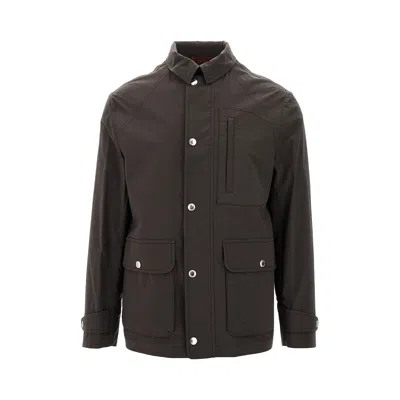 Brunello Cucinelli Ter-repellent Cotton Field Jacket In Brown