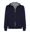 Brunello Cucinelli Terry Cotton-cashmere-silk Zip-up Hoodie In Blue