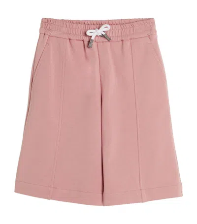 Brunello Cucinelli Kids' Terry Cotton Drawstring Shorts (4-12 Years) In Pink