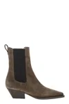 Brunello Cucinelli Brown Ankle Boots With Elastic Side Panel In Suede Woman In Brown
