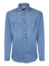 Brunello Cucinelli Cotton Snap Button Shirt In Blue