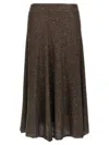 Brunello Cucinelli Texture Dazzling Midi Skirt With Sequined Finish In Brown