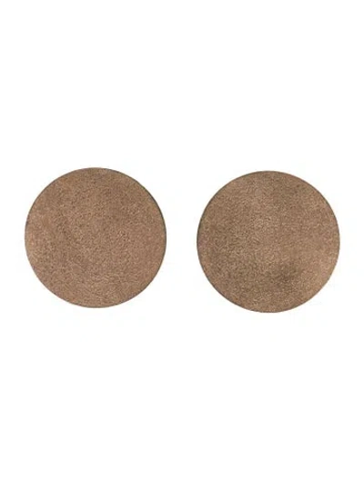 Pre-owned Brunello Cucinelli Textured Argento Disk Stud Earrings In Multi