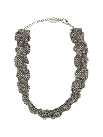 Brunello Cucinelli Textured Beaded Necklace In Green
