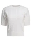 Brunello Cucinelli Textured Cable Knit Cropped T-shirt In Neutral