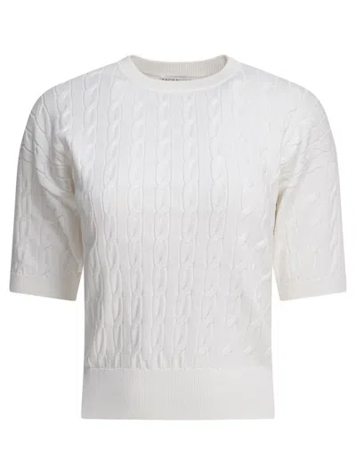 Brunello Cucinelli Textured Cable Knit Cropped T-shirt In Neutral