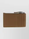 Brunello Cucinelli Textured Card Holder Zipper Pull In Brown