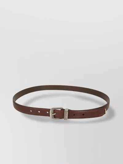 Brunello Cucinelli Textured Finish Single Loop Metallic Buckle Detail In Brown