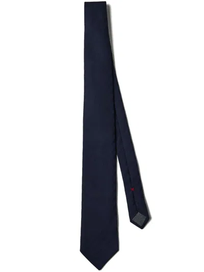 Brunello Cucinelli Textured-finish Tie In Blue