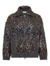 Brunello Cucinelli Embellished Crewneck Knitwear With Ribbed Accents In Gray