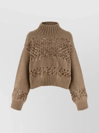 BRUNELLO CUCINELLI TEXTURED HIGH NECK CHUNKY KNIT SWEATER
