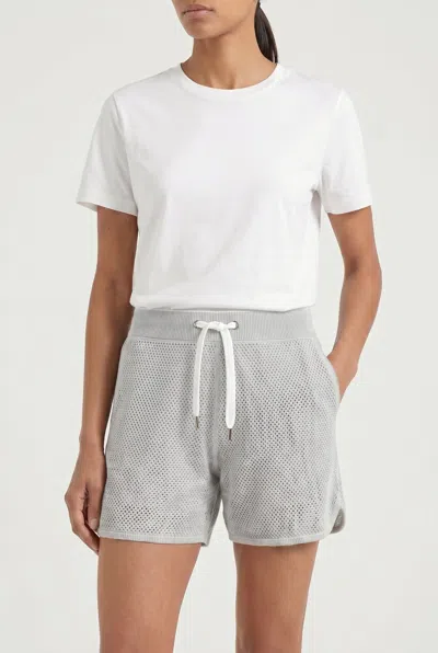 Brunello Cucinelli Textured Knit Cotton-modal Shorts In Gray
