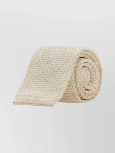 Brunello Cucinelli Textured Knitted Tie For Neutral Elegance