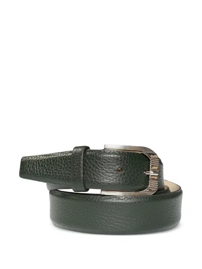 Brunello Cucinelli Textured Leather Belt In Green