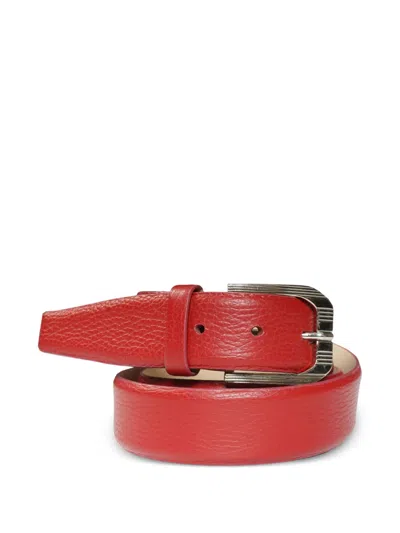 Brunello Cucinelli Textured Leather Buckle Belt In Red