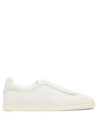 Brunello Cucinelli Textured Leather Slip-on Sneakers In Neutral