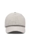 Brunello Cucinelli Textured Linen Baseball Cap In Gray