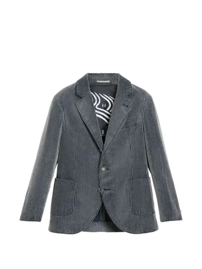 Brunello Cucinelli Kids' Textured Long-sleeve Blazer In Blue