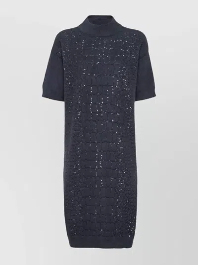 BRUNELLO CUCINELLI TEXTURED MOHAIR DRESS HIGH NECK
