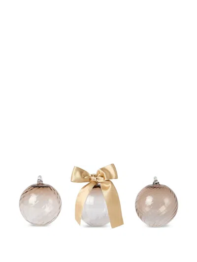 Brunello Cucinelli Textured Ornaments (set Of Three) In Neutral