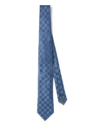 Brunello Cucinelli Textured Pattern Silk Tie In Blue