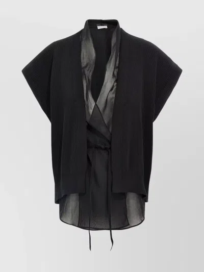 BRUNELLO CUCINELLI TEXTURED RIBBED LAYERING CARDIGAN
