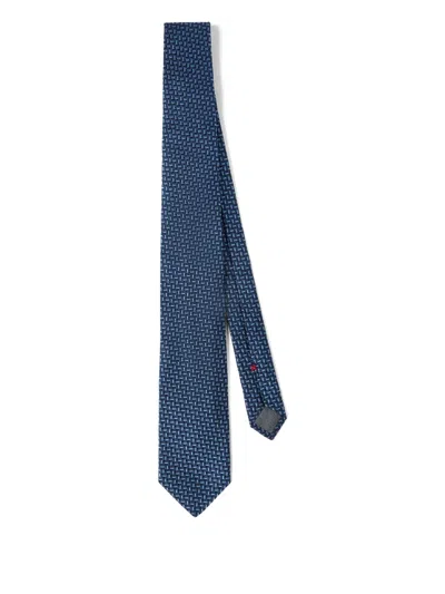 Brunello Cucinelli Textured Silk Tie In Blue