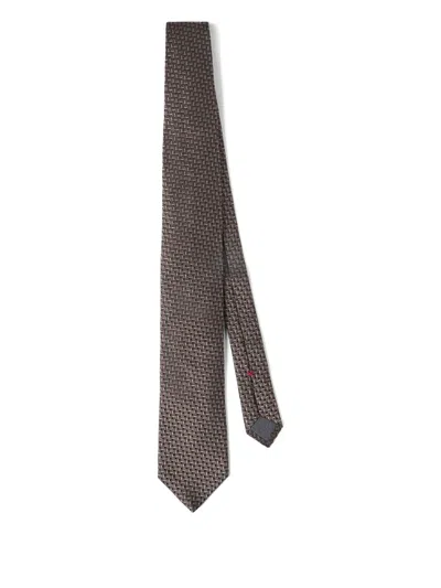 Brunello Cucinelli Textured Silk Tie In Brown