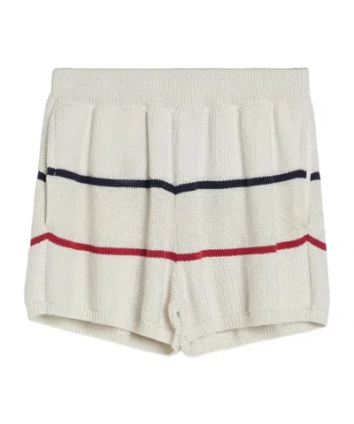Brunello Cucinelli Kids' Textured Stripe Knit Shorts In Neutral