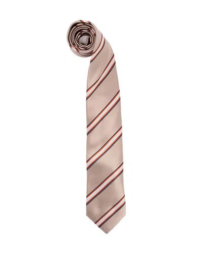 Brunello Cucinelli Textured Stripe Tie In Neutral
