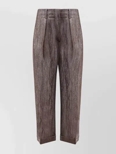 Brunello Cucinelli Textured Trousers Featuring Lurex Detail In Burgundy