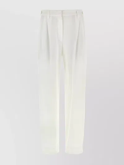 Brunello Cucinelli Textured Trousers With Back Pockets And Belt Loops In White