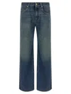 Brunello Cucinelli Column Pants In Authentic Denim With Monile In Blue