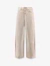 Brunello Cucinelli Women Beige Authentic Denim Wide Jeans With Monili In Nude