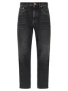 Brunello Cucinelli Grey Straight Jeans With Logo Patch In Denim Woman In Black