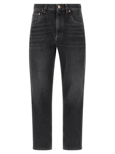 Brunello Cucinelli The Straight Leg Jean-mid Rise Jeans In Gray