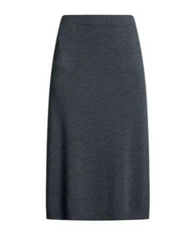 Brunello Cucinelli Thin Knit Long Pencil Skirt In Black
