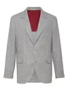 Brunello Cucinelli Prince Of Wales Flannel Blazer In Gray