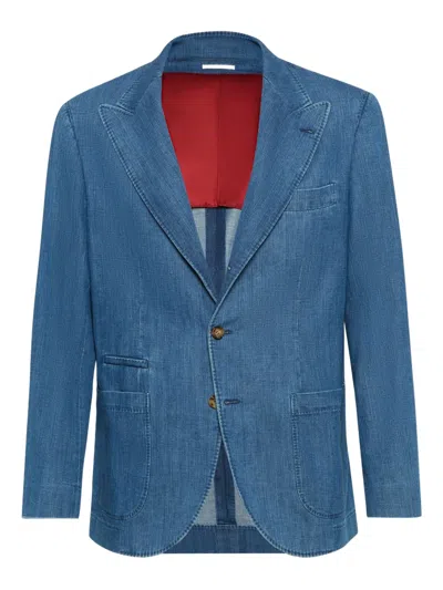 Brunello Cucinelli Three-button Patch-pocket Blazer In Blue