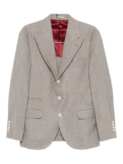 Brunello Cucinelli Three-button Wool Blazer In Neutral