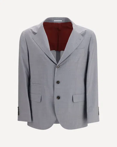 Brunello Cucinelli Single-breasted Notched-lapel Blazer In Gray