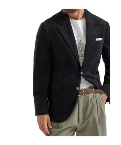 Brunello Cucinelli Three-button Corduroy Blazer In Black