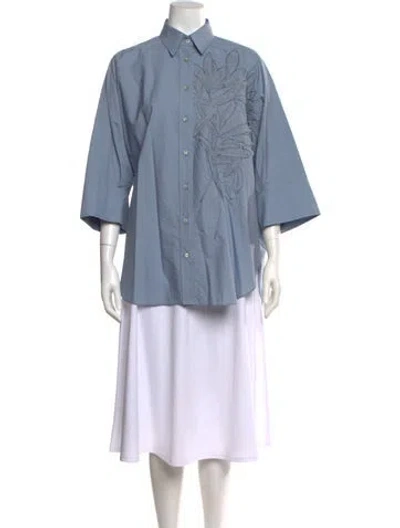Pre-owned Brunello Cucinelli Three-quarter Sleeve Blouse W/ Tags In Blue