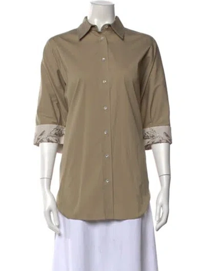 Pre-owned Brunello Cucinelli Three-quarter Sleeve Blouse W/ Tags In Brown