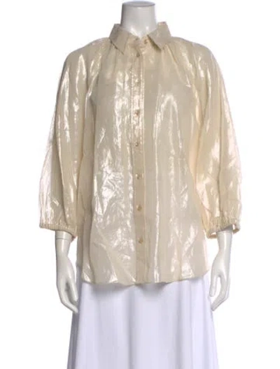 Pre-owned Brunello Cucinelli Three-quarter Sleeve Blouse W/ Tags In Gold